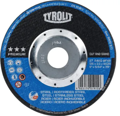Produktbild von TYROLIT Kombischleifscheibe PREMIUM*** CUT AND GRIND, Scheiben-Ø: 125 mm