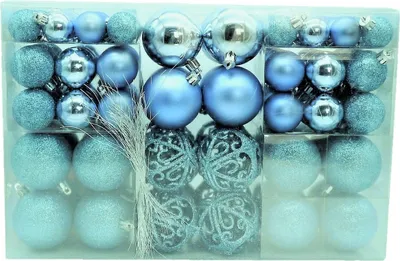 Produktbild von 100 Weihnachtskugeln Blau Eisblau Ø 3 cm bis 6 cm Weihnachten
