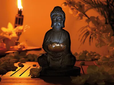 Produktbild von Lunartec Solar-LED-Lampe Buddha
