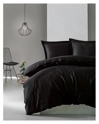 Produktbild von Bettwäscheset - 1 Bettbezug 220 x 240 cm + 2 Kissenbezüge 60 x 60 cm - 100 % Baumwollsatin - Schwarz