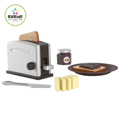Image de KidKraft 63373 Ensemble grille-pain Espresso / Jouets de cuisine ; Dimensions (LxlxH) : 16 cm x 7 cm x 18
