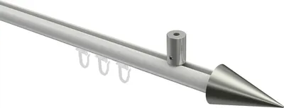 Produktbild von Interdeco Innenlaufstange / Gardinenstange mit Innenlauf Weiß / Edelstahl-Optik, Typ Sonius Savio (Kegel) Deckenmontage, 20 mm Ø 1-läufig, 100 cm