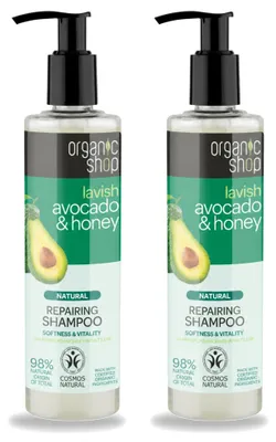 Productafbeelding van 2 x Organic Shop Natuurlijke Herstellende Shampoo Avocado & Honing - 280 ml - Voordeelverpakking - 2 stuks