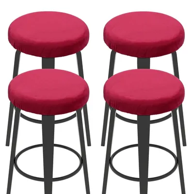 4 runde Barkrukhoezen aus Flanel, 25-35 cm, rot
