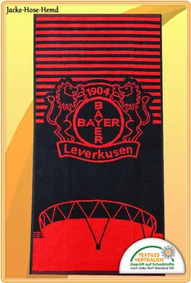 Produktbild von Handtuch Bayer 04 Leverkusen B04 Frottetuch Bayer Arena Logo Rot Schwarz Gr: 50x100cm