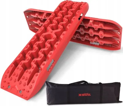 Produktbild von X-BULL 2 Stücke Anfahrhilfe Sandbleche Offroad + Abdeckung, Reifenleiter für Sand/Schlamm/Schnee, 10T (Rot, 106 x 30 x 5.5 cm)