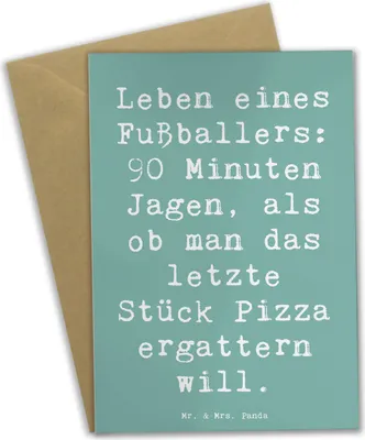 Produktbild von Mr. & Mrs. Panda Klappkarte Spruch Fußballer Leidenschaft - Meeresbrise - Geschenk, Fußball, weihnachtskarten, osterkarten, Berufsprodukte, Spieler, Berufe, osterkarte