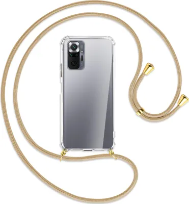 Produktbild von Handykette Backcover-Schutzhülle mit Band (Metall goldfarben) für Xiaomi Redmi Note 10 Pro / Pro Max - caramel