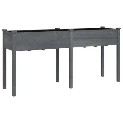 Image de vidaXL Bac à plantes avec insert Gris 161x45x76 cm Sapin massif