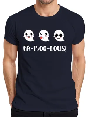 Produktbild von FA-BOO-LOUS! Geister Halloween Niedlich Süß Lustig Kinder Cartoon Herren T-Shirt, Navy, XL