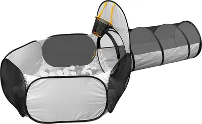 Produktbild von DERYAN Luxus Pop-up Kindertent - Spieltent für Kinder - Basketball-Bällebad mit 45 Bällen - Silber