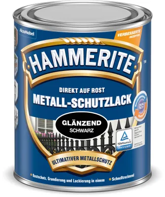 Produktbild von Hammerite Metallschutzlack Glänzend, 3in1 Rostschutz für Metall, Schwarz, 750 ml
