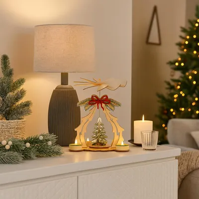 Produktbild von Weihnachtspyramide mit Tannenbaum und Schleife