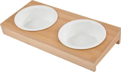 Produktbild von Hundenapf aus Keramik, Ø 12 cm, mit Bambus-Ständer