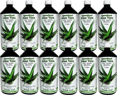 Produktbild von QueenRoyal Aloe Vera Trinkgel (12 Liter Sparpack) 99.55% Barbadensis Miller Blattgel unverdünnt KEIN Saft KEIN Konzentrat OHNE künstliche Vitamine.