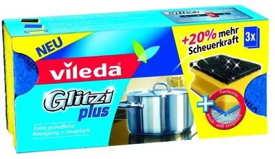 Produktbild von Vileda 139787, Schwarz, Blau, Gelb, Rechteckig, Faser, Handwäsche, Einfarbig, Deutschland