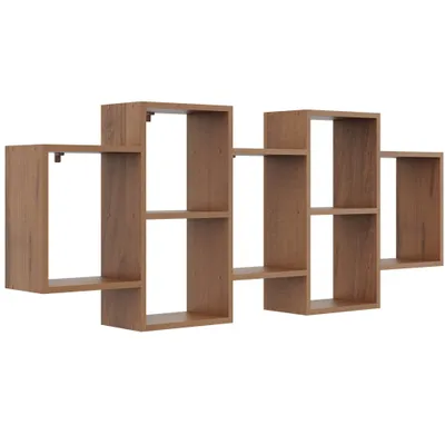 Produktbild von Wandregal Nussbaum – dekoratives Hängeregal in dunkler Holzoptik, modernes Bücherregal für Wohnzimmer, Flur, Küche oder Kinderzimmer