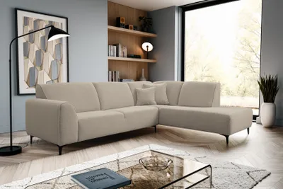 Image de VENASI MULA droite Canapé d'angle Boucle Tissu Teddy Canapé d'angle forme L Canapé BEIGE