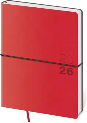 Zdjęcie produktu dla Kalendarz tygodniowy 2026 B6 Flexio czerwony z gumką