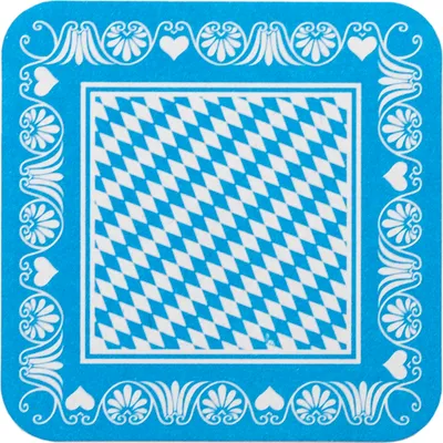 Produktbild von Sovie HORECA Bierdeckel Bayerische Raute Bavaria Blau - Rot, 9,3 x 9,3 cm, 100 Stück - Rückseite Rot-Weiß Rauten