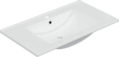Zdjęcie produktu dla Waschbecken >Keramik 80< in Weiß, Keramik - 81,5x18x46cm (BxHxT)