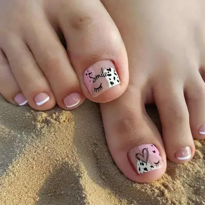 Image de Faux ongles French Tip, 24 pièces, 12 tailles, faux ongles pour les pieds à coller