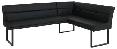 Produktbild von Eckbank HWC-O81, Esszimmerbank Bank, Kunstleder Metall 209x158cm  schwarz