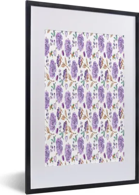 Produktbild von MuchoWow® MuchoWow® Gerahmtes Poster Blumen - Lila - Rosen 40x60 cm - Poster mit zchwarzem Bilderrahmen - Poster in Rahmen