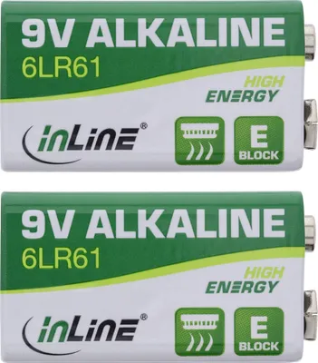 Produktbild von InLine 1299, Einwegbatterie, 6LR61, Alkali, 9 V, 2 Stück(e), 500 mAh
