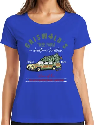 Produktbild von Griswold's Tree Farm Family Christmas - Weihnachten Xmas Damen T-Shirt, Blau, S