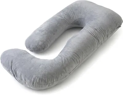 Immagine prodotto di Cuscino per gravidanza a forma di J, per il supporto dell'intero corpo, colore grigio, dimensioni 155 x 60 x 20 cm, con rivestimento removibile