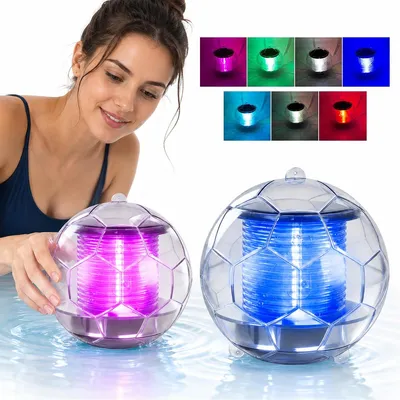Produktbild von Solar Schwimmleuchten 2er Set, Poolbeleuchtung mit 7 Farben Farbwechsel, IP65 wasserdicht, für Pool, Teich, Garten & Party