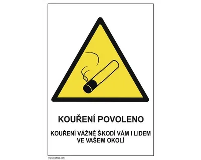 Obrázek produktu pro Walteco Kouření povoleno, Kouření vážně škodí 148x210mm, formát A5, samolepka