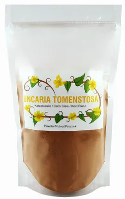 Productafbeelding van Uncaria tomentosa poeder, 200g - Kattenklauw bast (Kattenklauwtinctuur, Vilcacora)