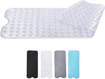 Produktbild von Extra lange, rutschfeste Badematte 100 x 40 cm, starke Saugnäpfe & schimmelresistent, maschinenwaschbar, sicher für Kinder/Senioren