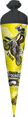 Produktbild von ROTH Schultüte groß Extreme Motocross 70 cm rund Rot(h)-Spitze Filzverschluss Zuckertüte Schulanfang