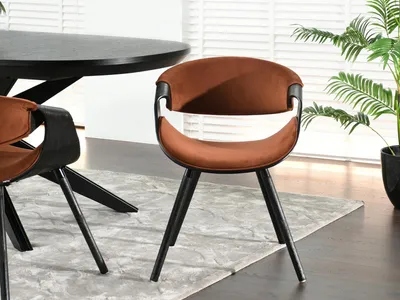 Produktbild von Designer-Esszimmerstuhl SAROLTA – Kupfer/Schwarz