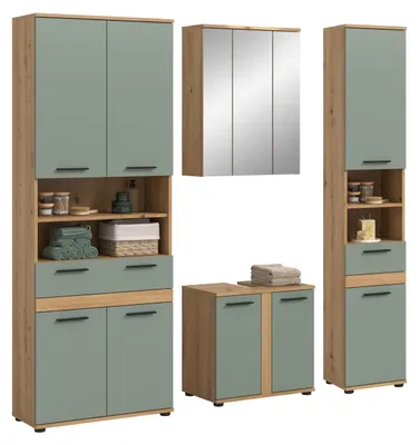 Produktbild von xonox.home Badkombination Blake Salbei / Artisan Eiche Nachbildung 195 x 191 x 34 cm