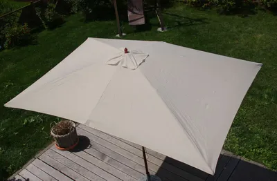 Produktbild von Slnečník Florida, záhradný slnečník trhový slnečník, 2x3m polyester/drevo 6kg ~ krémová