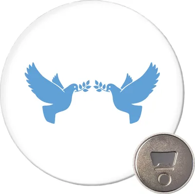Produktbild von Huuraa Magnet Friedenstauben 59mm Kühlschrankmagnet rund Flaschenöffner Geschenkidee