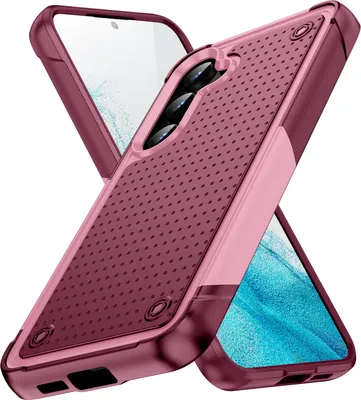 Produktbild von Hülle Für Samsung Galaxy S24+ Militärqualität Stoßfest Hybrid 2 in 1 Hart PC Weich TPU Handyhülle Pink Rot