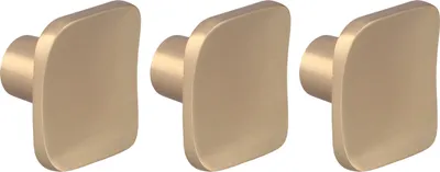 Immagine prodotto di Natural Goods Berlin maniglie per mobili rotonde KONKAV, pomelli per mobili 30x27mm, pomelli per armadi adatti a spessori di ante di 15-22mm, maniglie per armadi da cucina, cassettiere, credenze ecc., oro (spazzolato), 3 pezzi