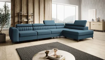 Produktbild von FURMEB24 ECKSOFA PRAGA MAXI mit schlaffunktion rechts 350 x 203 cm HELLBLAU
