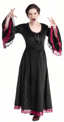 Produktbild von Vampirkleid mit Spitze schwarz-rot Größe: XL