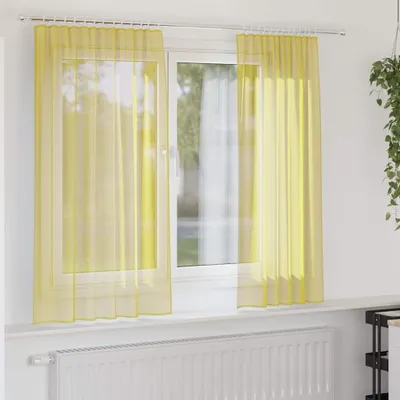 Produktbild von Best Möbel Voile Vorhänge mit Schlaufen 2er-set Gelb 140x175 cm Gardinen & Vorhänge CHYDE786332