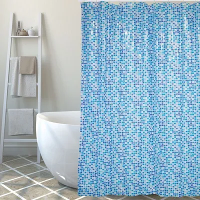 Immagine prodotto di MSV Tenda da doccia PVC antimuffa 100% impermeabile 180x200 cm "Concep blue"