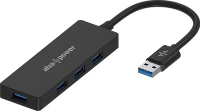 Image de AlzaPower FlatCore USB-A (M) vers 4× USB-A 3.2 Gen 1 (F) noir