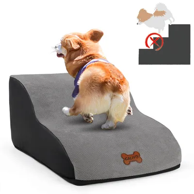 Produktbild von Caliyo Hundetreppe 2 Schichten Haustiertreppe Hundetreppe 50 kg belastbar Rutschfest Katzentreppe, für Kleine Hunde Welpe Katzen aus Sofa Bett