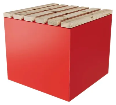 Produktbild von Garten Sitzwürfel Sitzhocker Sitzbox Sitzbank mit Stauraum aus Stahl & Lärche 50 x 45 x 50