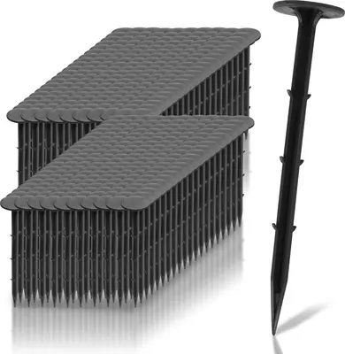 Immagine prodotto di Picchetti in plastica Clanmacy, set da 400 pezzi, ancoraggi per terreno, fissaggio telo da giardino, lunghezza 16 cm ciascuno, nero, telo drenante, telo pacciamante